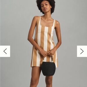 Simon Miller Tan and Cream Striped Mini Dress